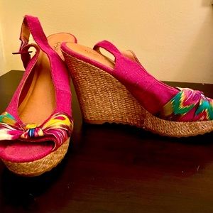 Peep toe wedges only worn once perfect for summer